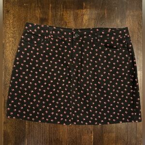 Forever 21 Plus Black Denim Skirt with Rose Details